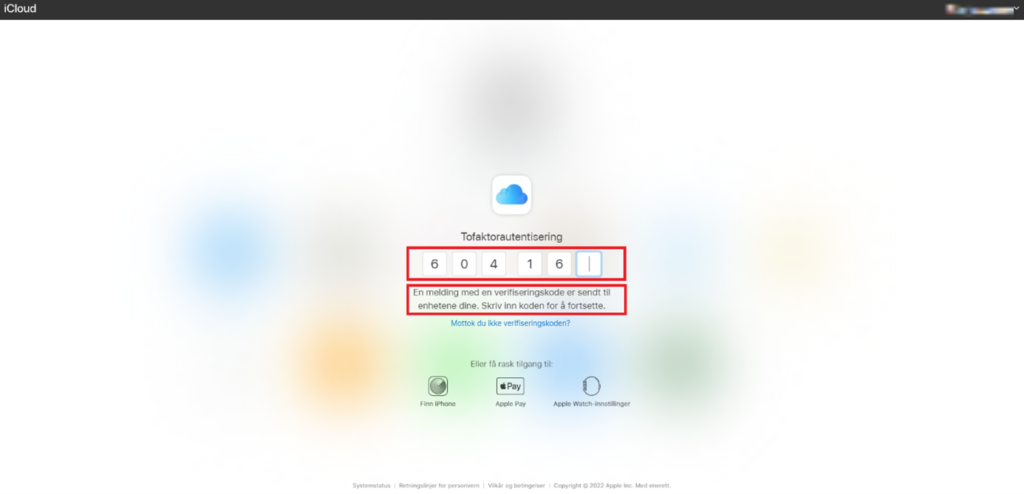 iCloud two factor authentication image